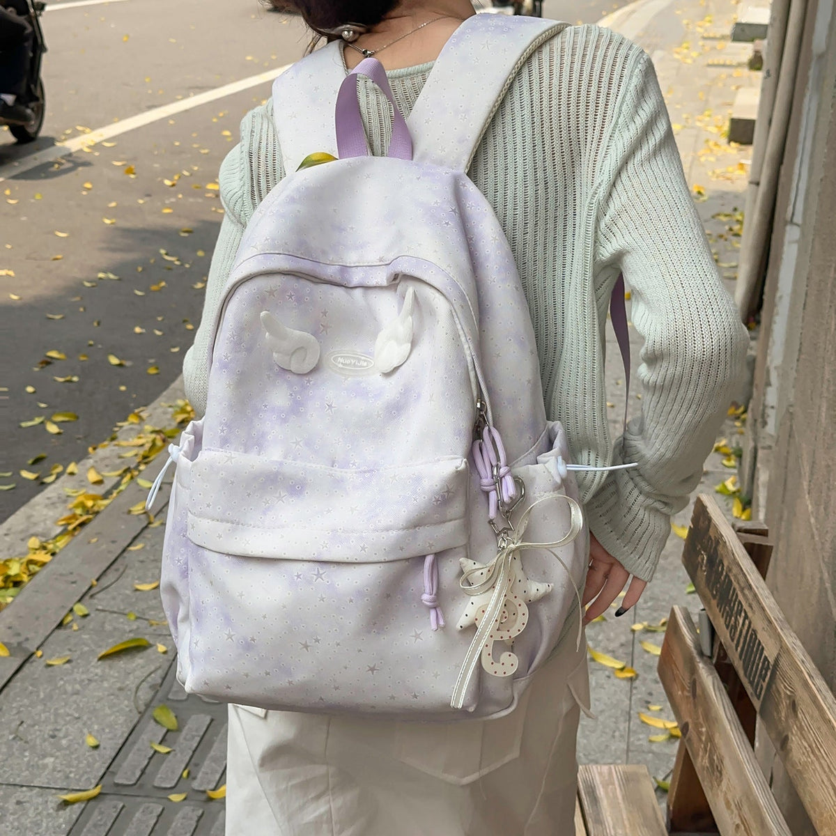Functional Backpack with Decorative Wing Accents LoungeYard — product view 2