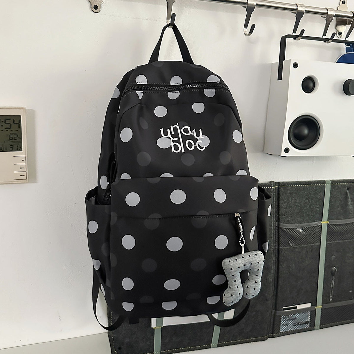 Polka Dot Patterned Casual Backpack LoungeYard — product view 7
