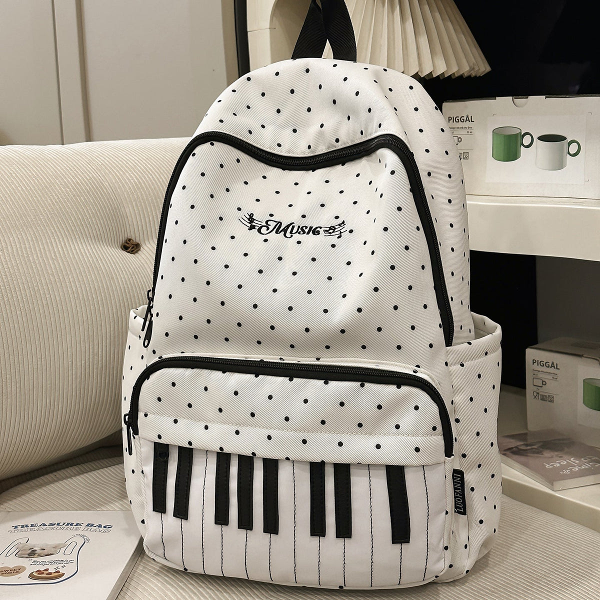Musical-Themed Piano Key Backpack LoungeYard — product view 6