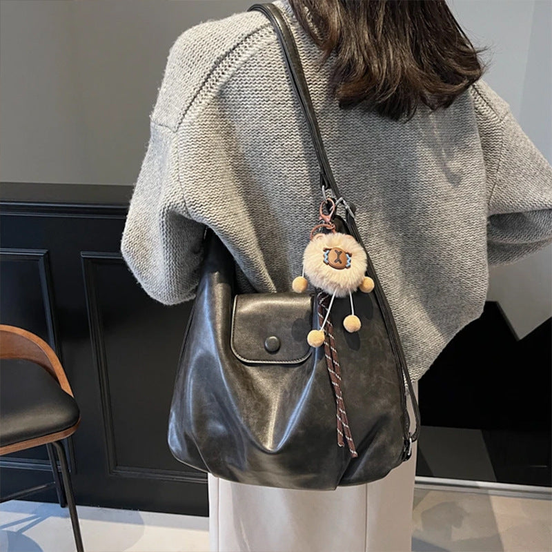 Chic Textured Leather Hobo Bag LoungeYard — product view 6