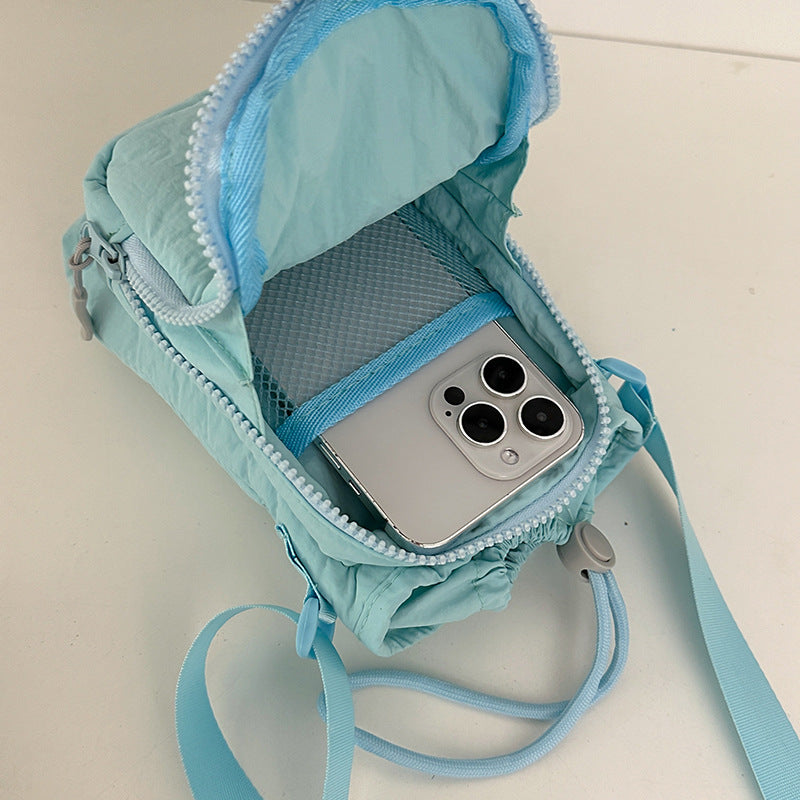 Compact Drawstring Crossbody Utility Pouch with Front Zip Pocket LoungeYard — product view 4