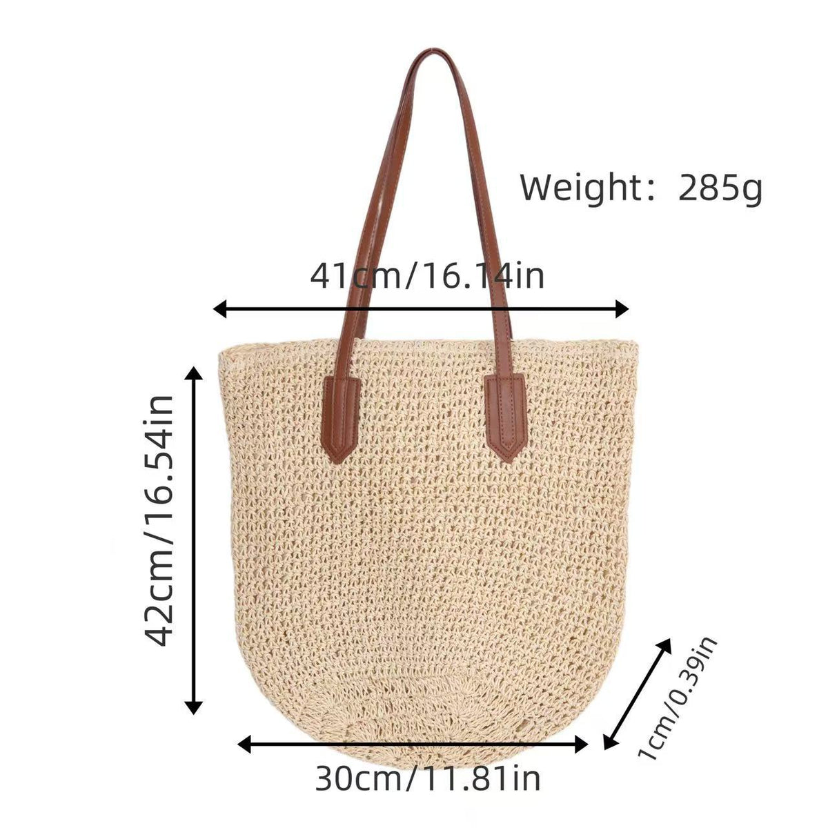 Braided tote bag with long leather handles LoungeYard — product view 6