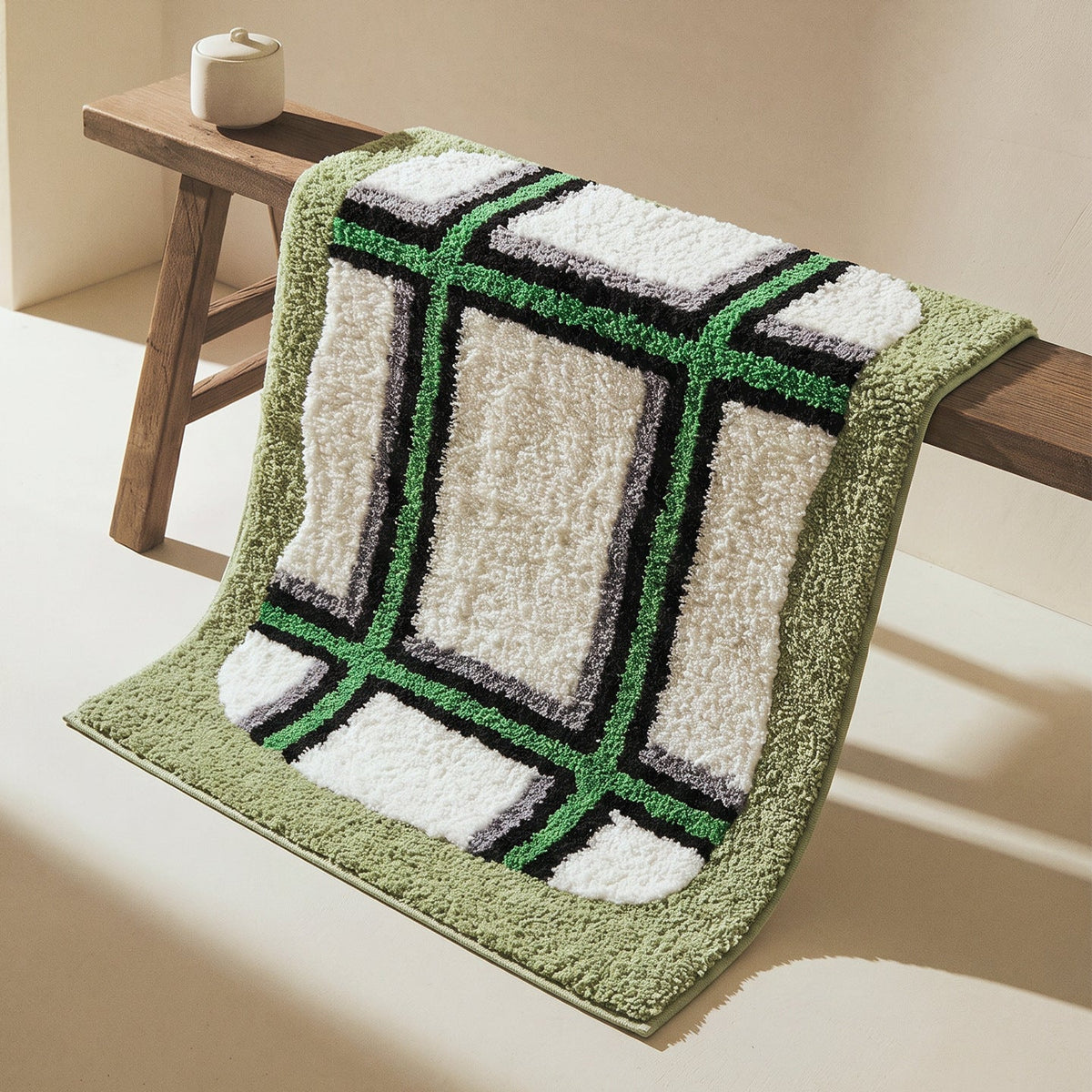 Soft Plush Geometric Pattern Bath Mat — product view 3
