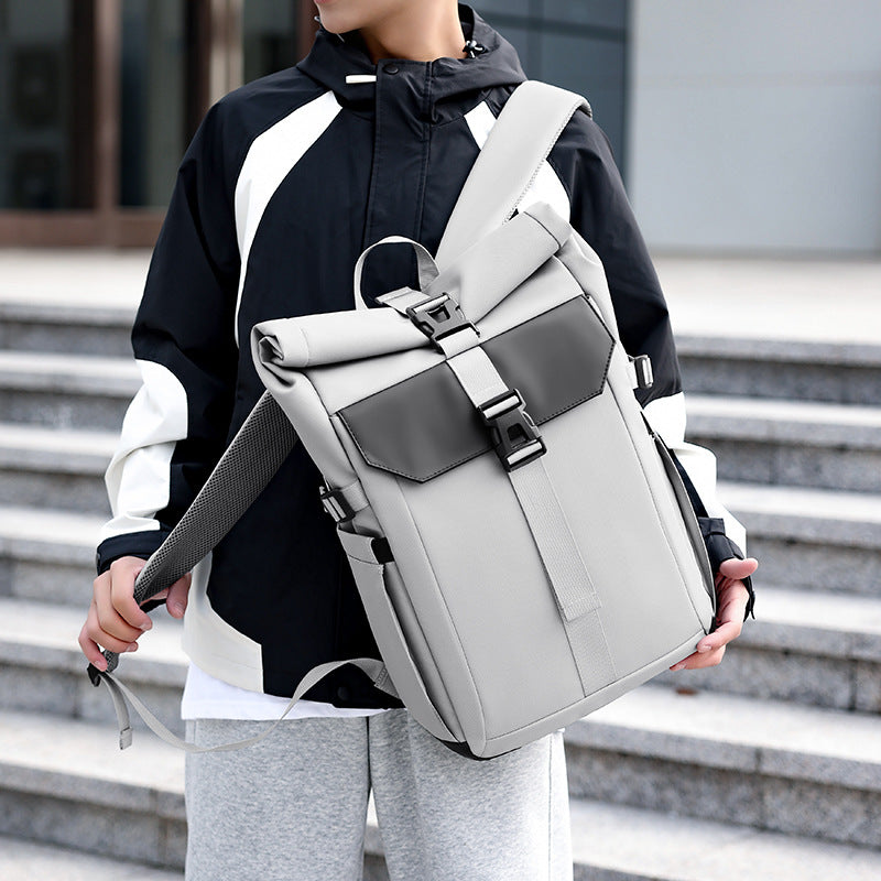Robust rolltop backpack with ergonomic carrying system and versatile storage space LoungeYard — product view 4