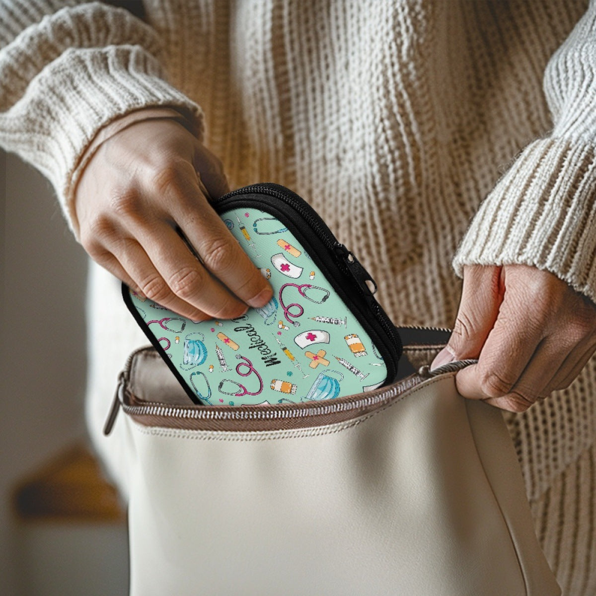 Compact Medical Organizer Pouch with Mesh Compartments and Dual-Zip LoungeYard — product view 2