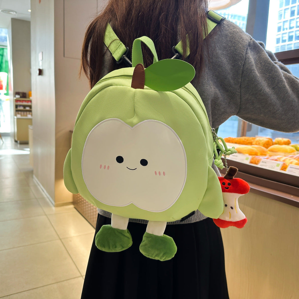 Plush Backpack in Cheerful Apple Design LoungeYard — product view 2
