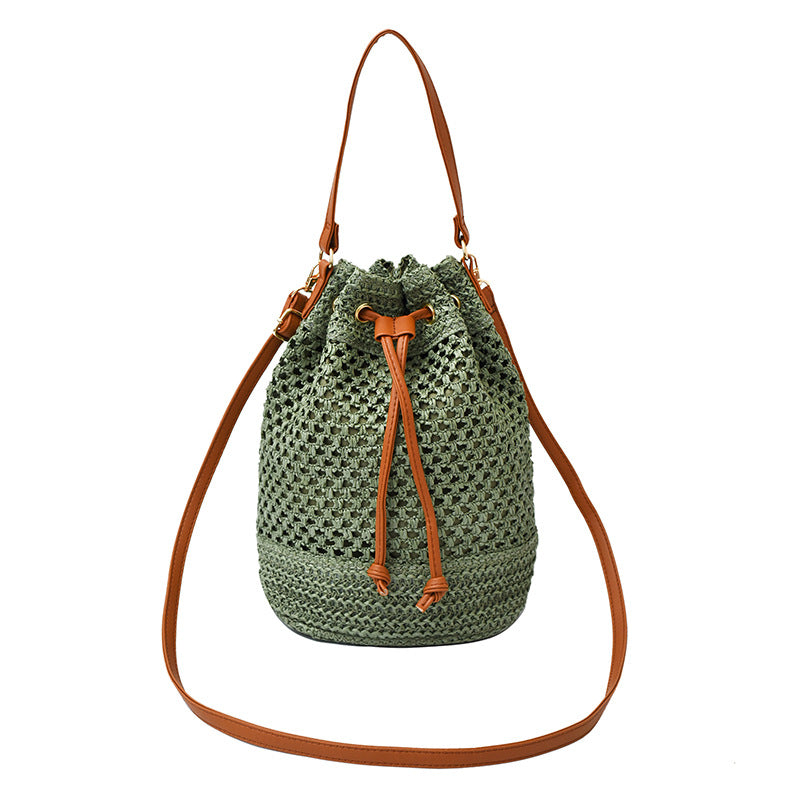 Woven Drawstring Bucket Bag — product view 5