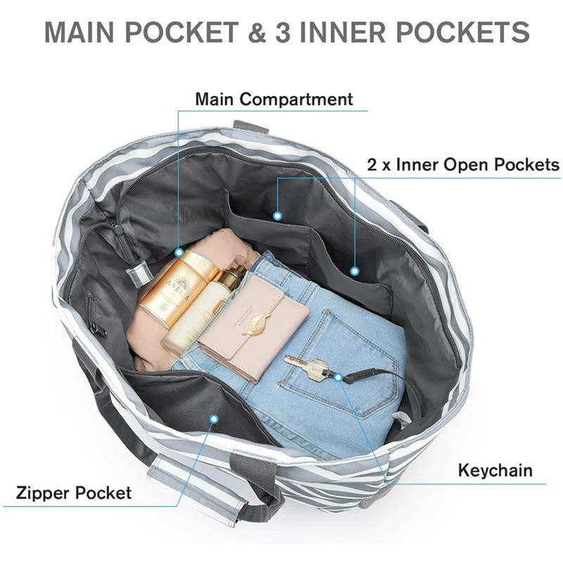 Large beach bag with multiple compartments and insulated inner pocket LoungeYard — product view 5