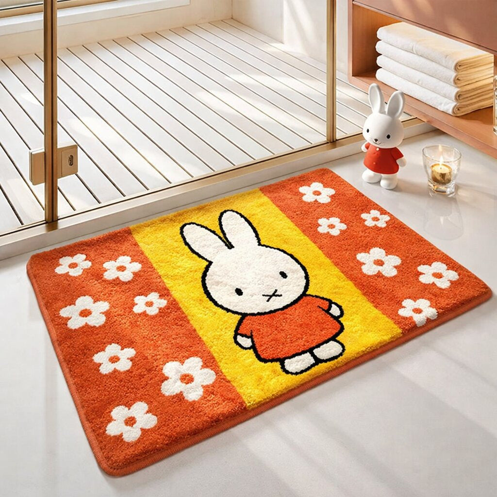 Playful Cartoon Bunny Bath Mat Bowlift — product view 4
