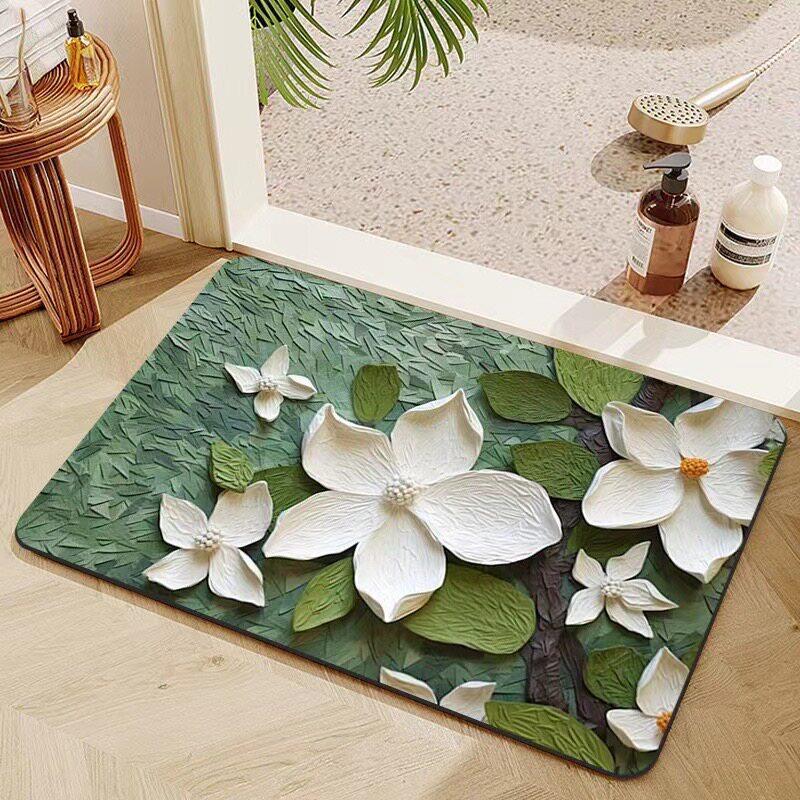 Elegant Floral Decorative Bath Mat — product view 2