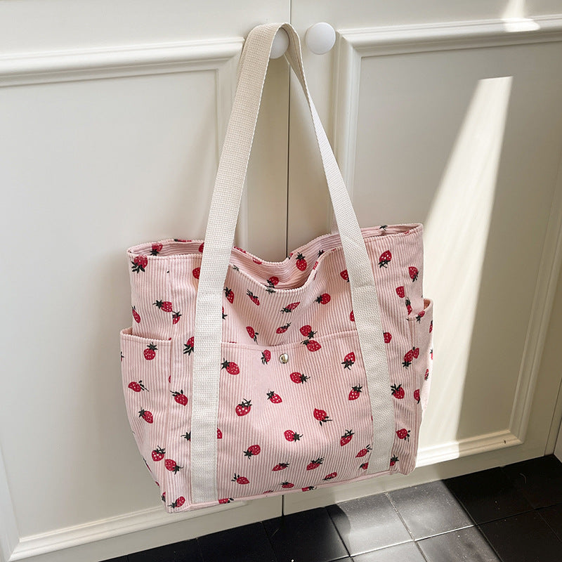 WoFloral Patterned Canvas Shopping Tote Bag LoungeYard — product view 7