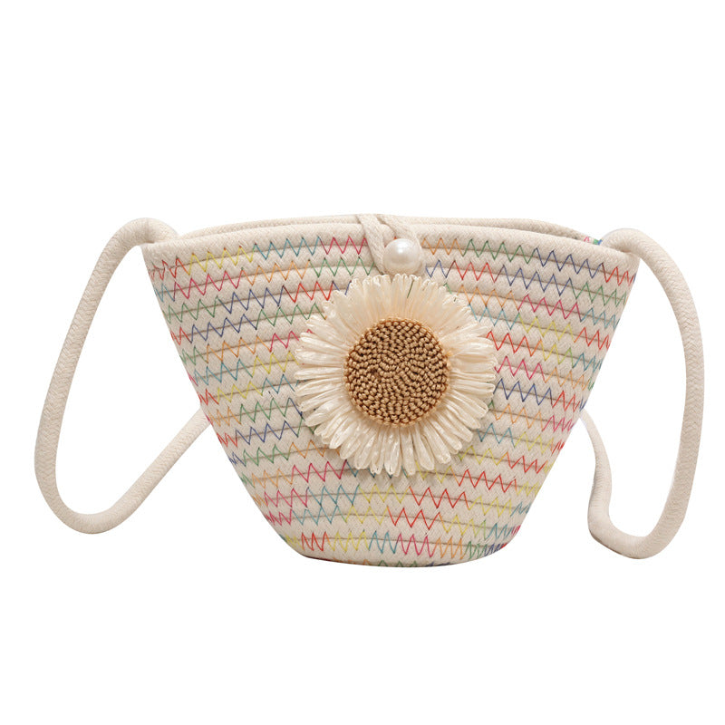 Decorative Floral Woven Bucket Bag — product view 5