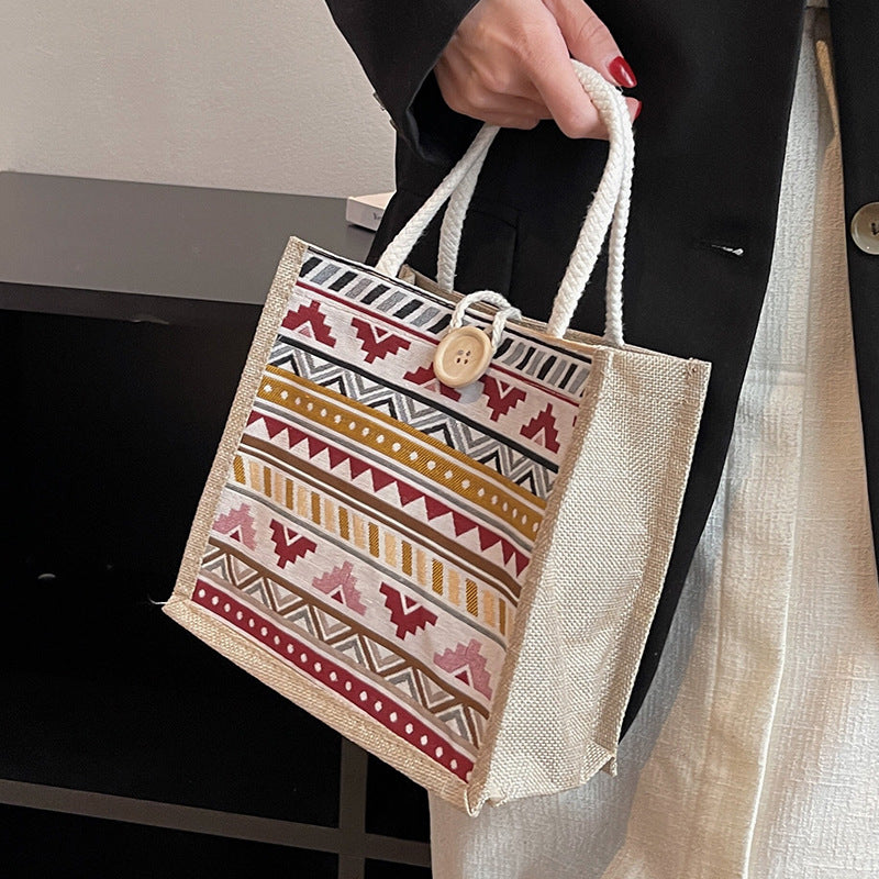 Ethnic Patterned Canvas Shopping Bag — product view 2