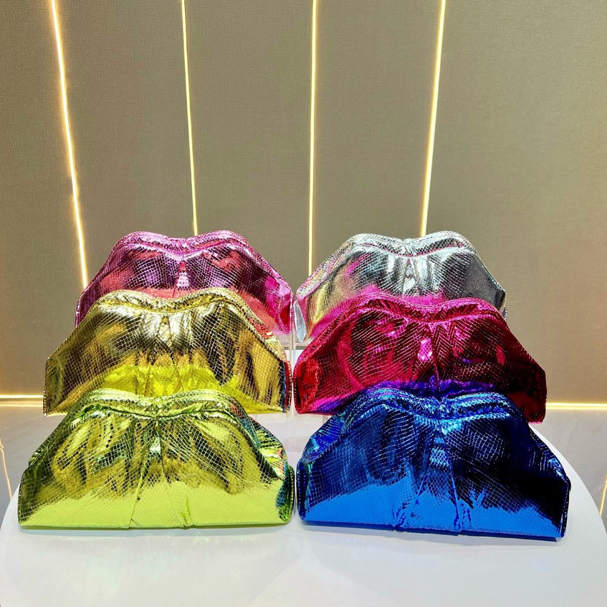 Metallic Gathered Clutch — product view 4