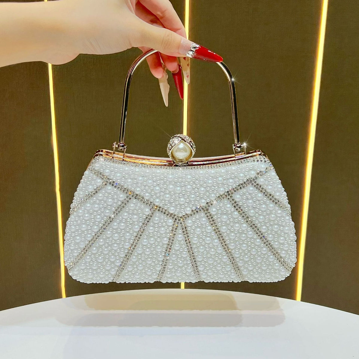 Pearlescent Beaded Evening Clutch — product view 7