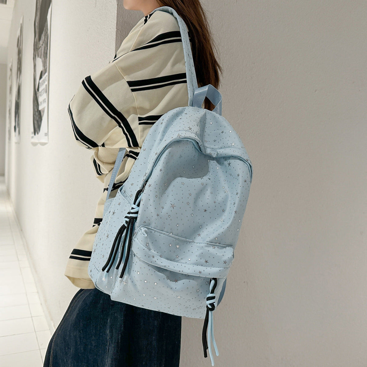 Stylish star motif backpack LoungeYard — product view 2