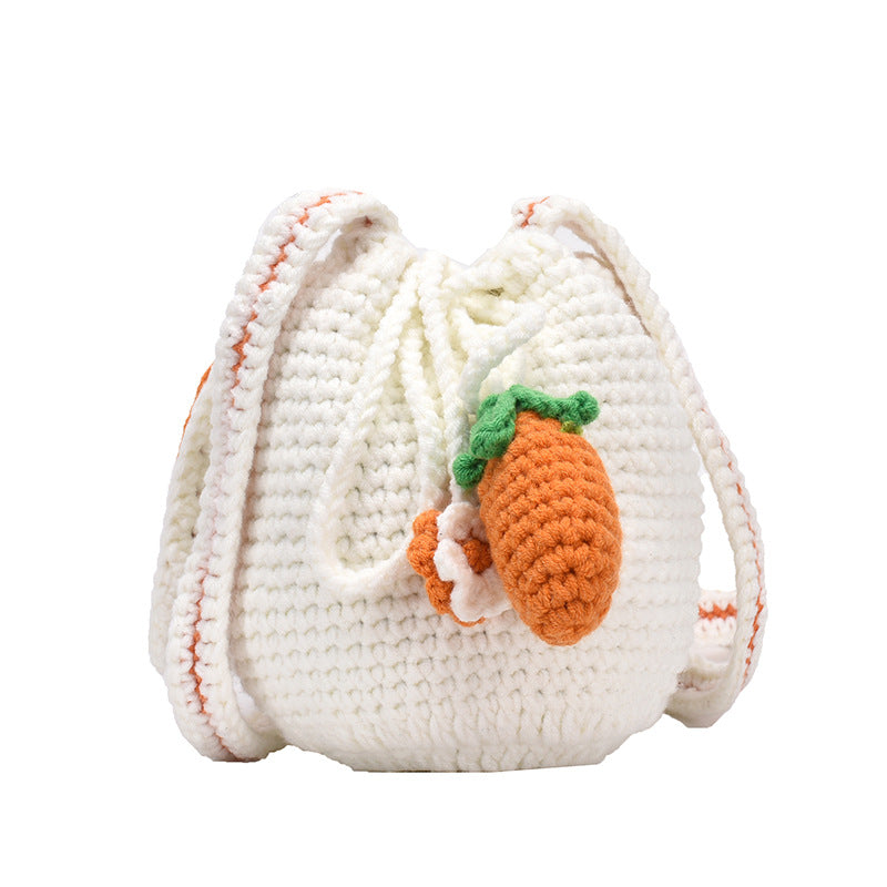 Playful Crochet Floral Drawstring Bag — product view 6