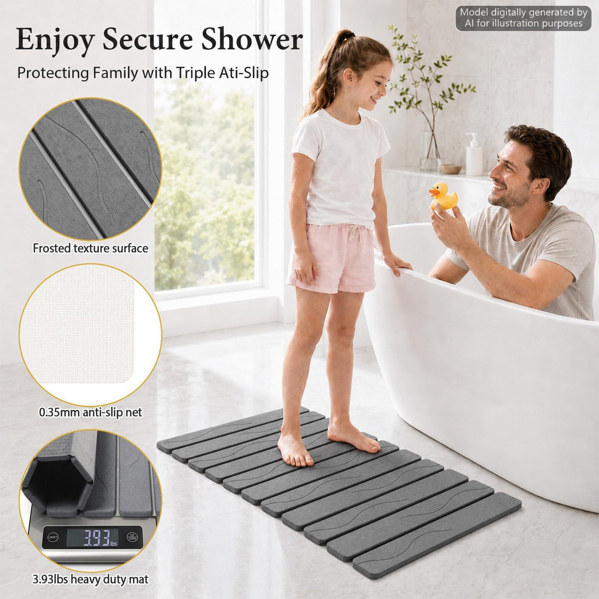 Adjustable Non-Slip Bathroom Shower Mat — product view 7