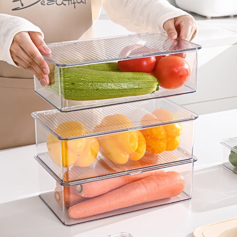 Plastic storage box with ribbed clip lid and stackable design — product view 2