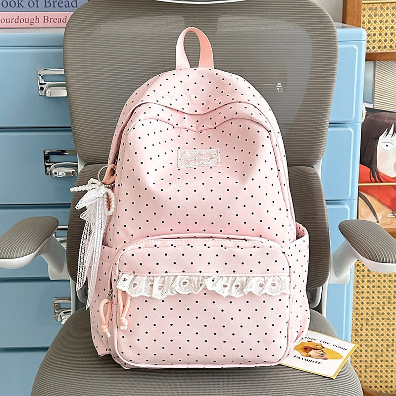 Charming Polka Dot School Backpack LoungeYard — product view 6