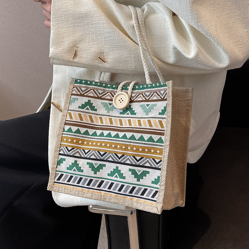 Ethnic Patterned Canvas Shopping Bag — product view 3