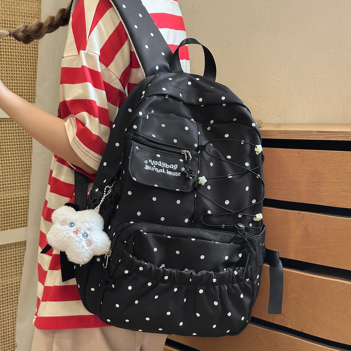 Cute Polka Dot Design Backpack LoungeYard — product view 3