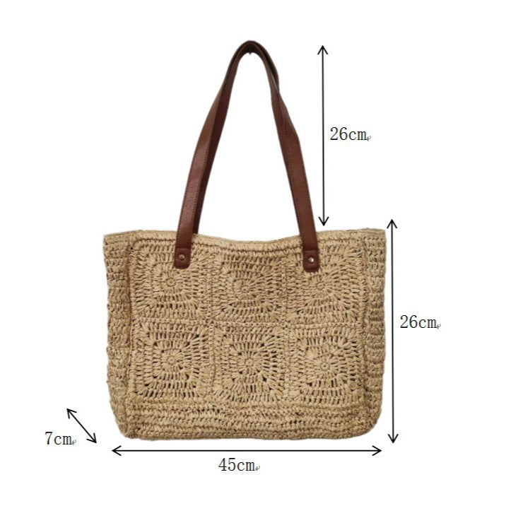 Handbag Made of Natural Rattan with Elegant Leather Handles LoungeYard — product view 5
