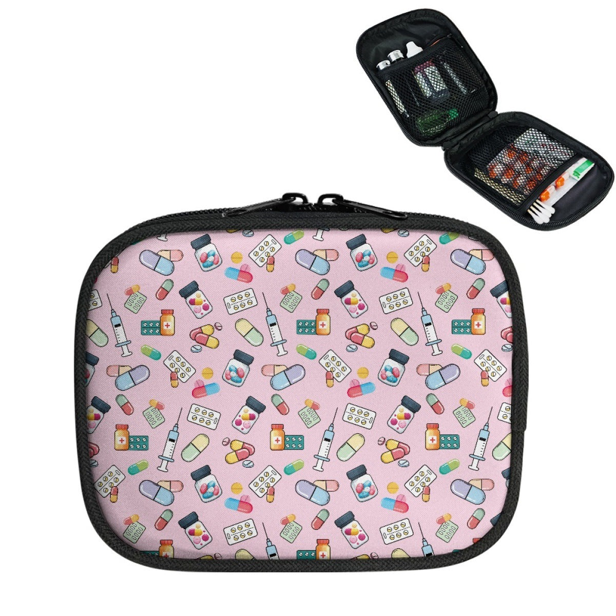 Compact Medical Organizer Pouch with Mesh Compartments and Dual-Zip LoungeYard — product view 6