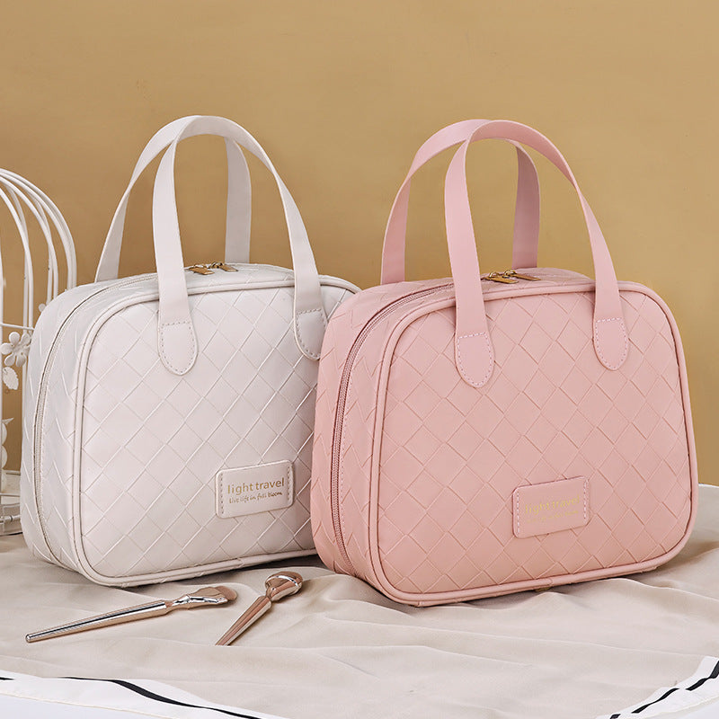 Cosmetic Organizer With Elegant Diamond Pattern And Sturdy Zipper LoungeYard — product view 1