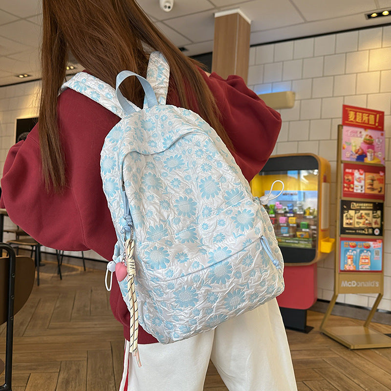 Floral Print Quilted Backpack — product view 6