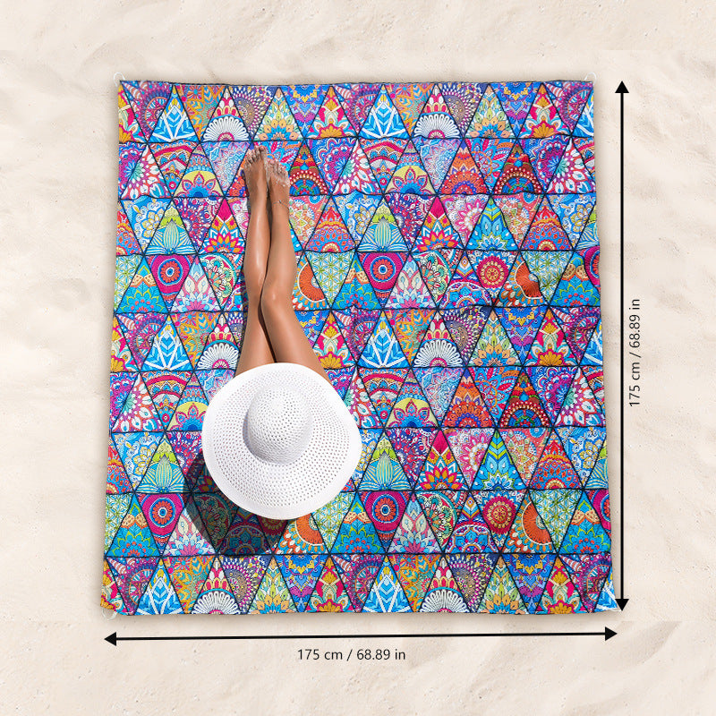 Beach blanket with maritime turtle motif LoungeYard — product view 2