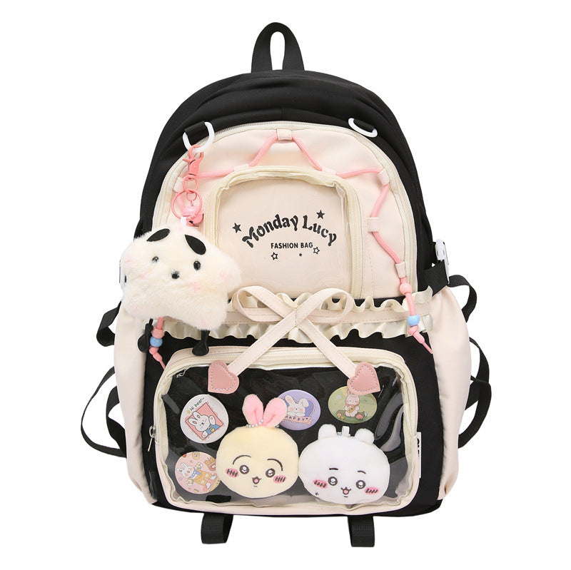 Fashionable leisure backpack with creative details and versatile compartments LoungeYard — product view 1