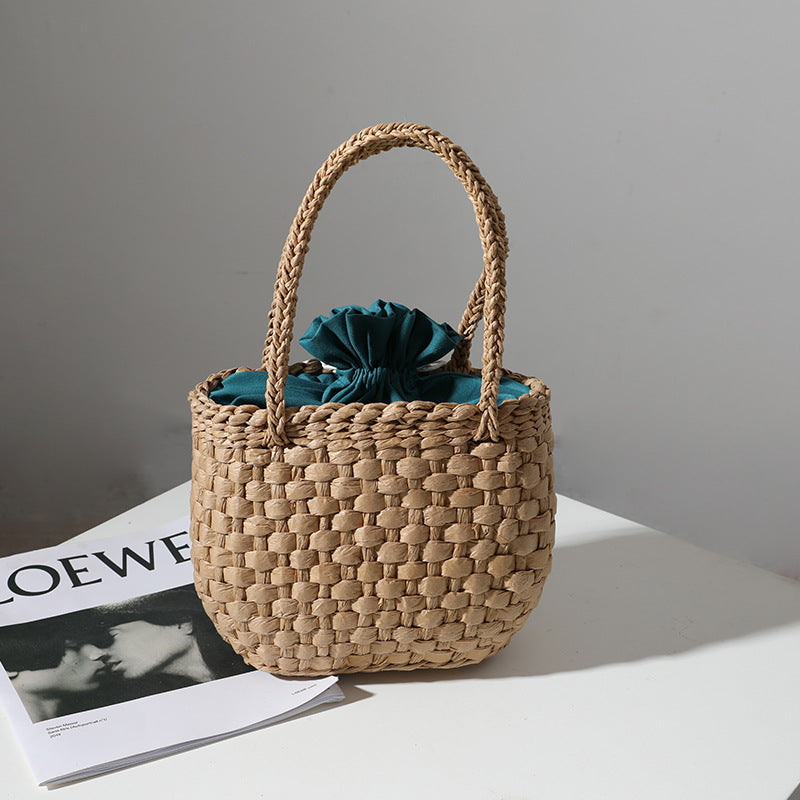 Handmade mini basket handbag with stylish woven pattern LoungeYard — product view 4