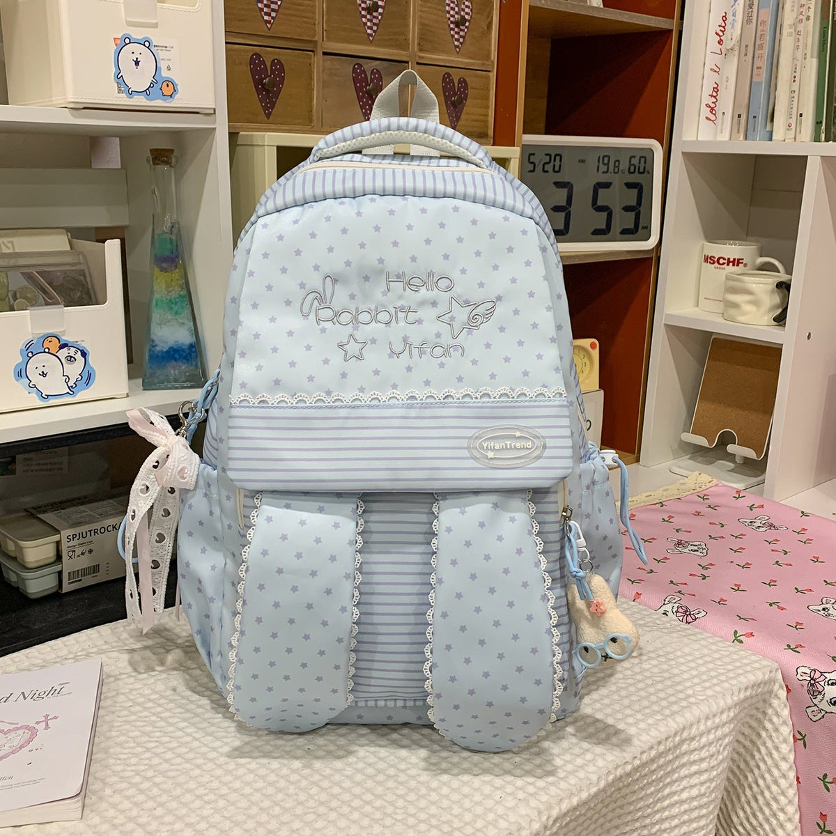 Cute Bunny Ear-Themed Backpack LoungeYard — product view 6