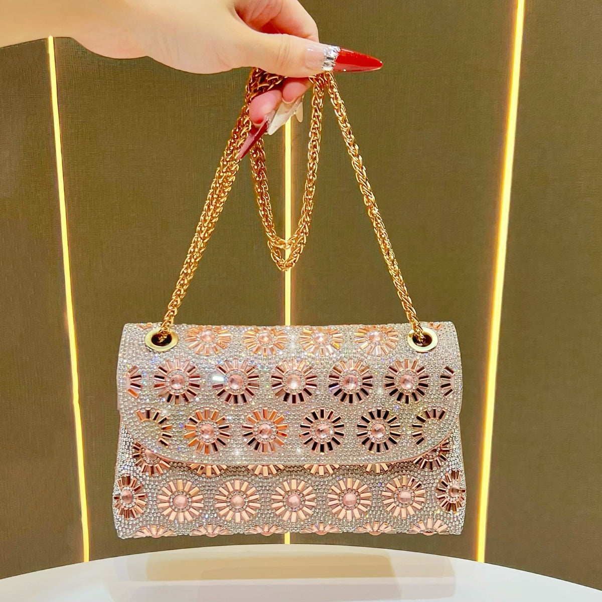 Decorative Flower-Embellished Evening Handbag — product view 1