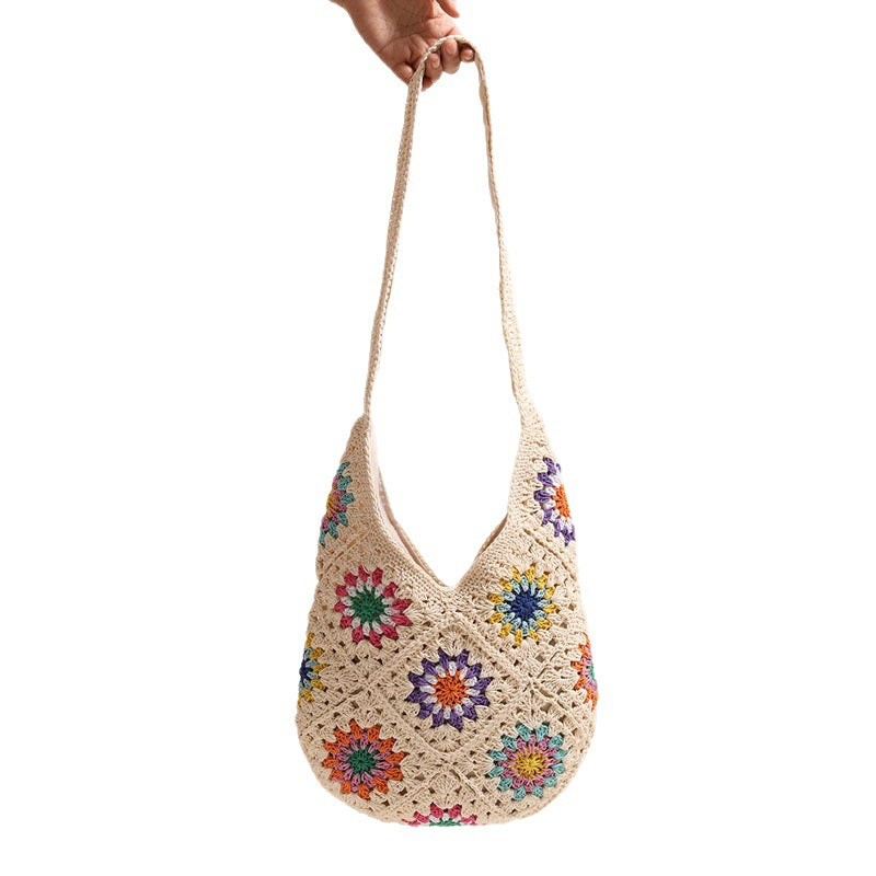 Handmade Crocheted Bag with Colorful Flower Design LoungeYard — product view 5