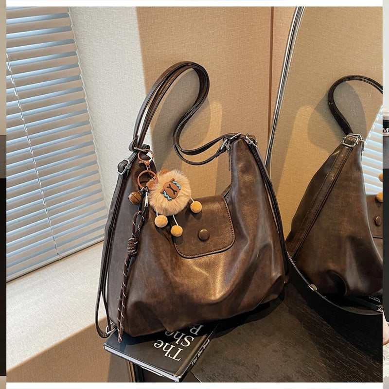 Chic Textured Leather Hobo Bag LoungeYard — product view 1