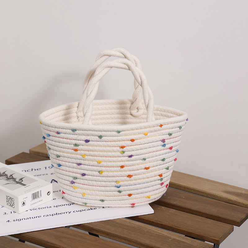 Decorative cotton basket bag LoungeYard — product view 1