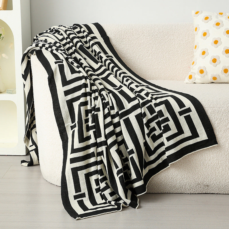 Women's decorative comfort blanket in modern geometric design LoungeYard — product view 3