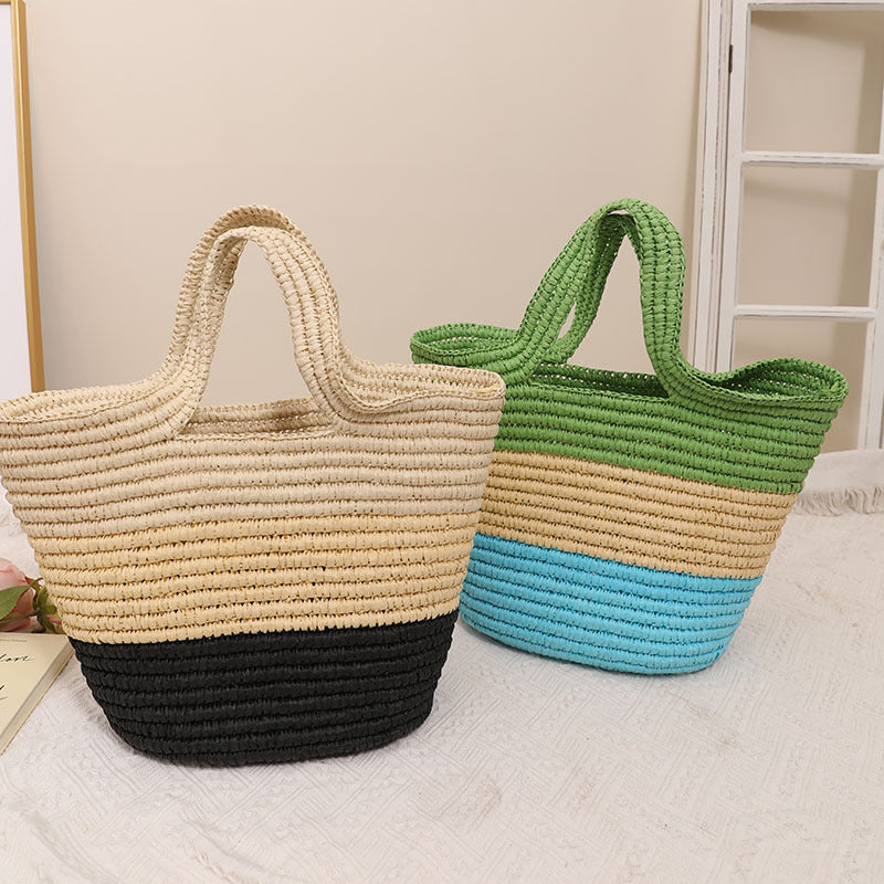 Handcrafted Durable Beach Bag with Cheerful Zigzag Pattern LoungeYard — product view 1