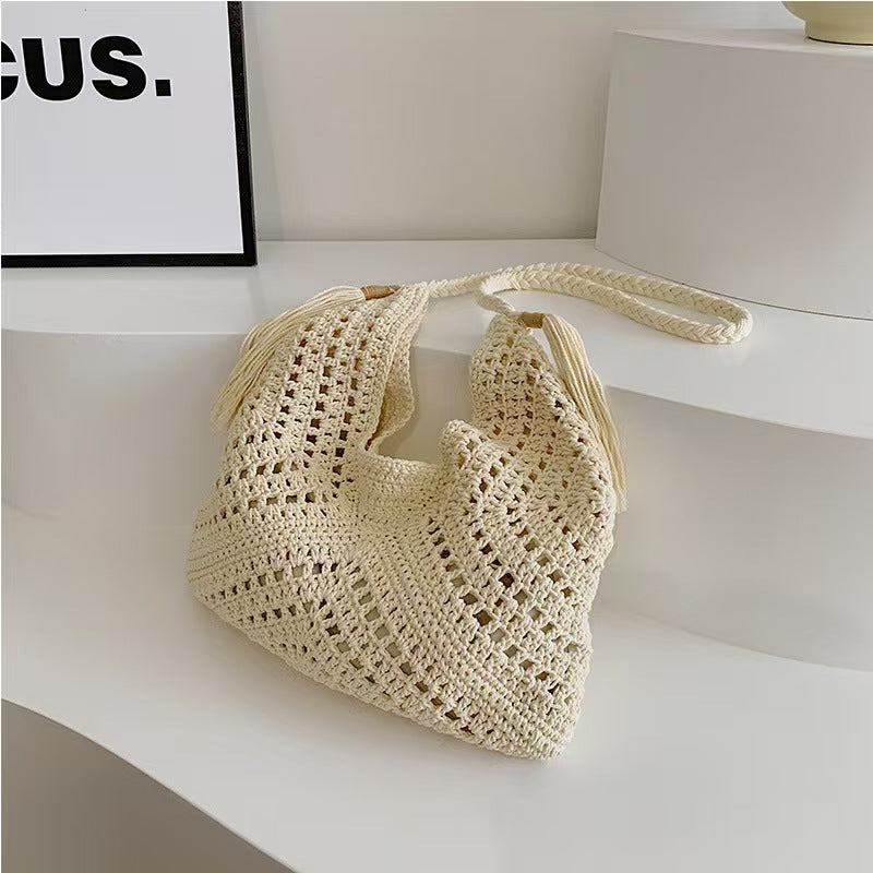 Handcrafted macrame shoulder bag with braided details LoungeYard — product view 2