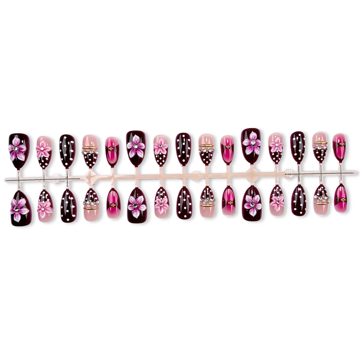 Decorative Press-On Nail Art Set with Floral Accents 1790746306 — product view 5