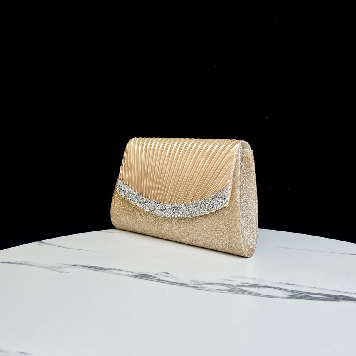 Pleated Satin Evening Clutch — product view 2