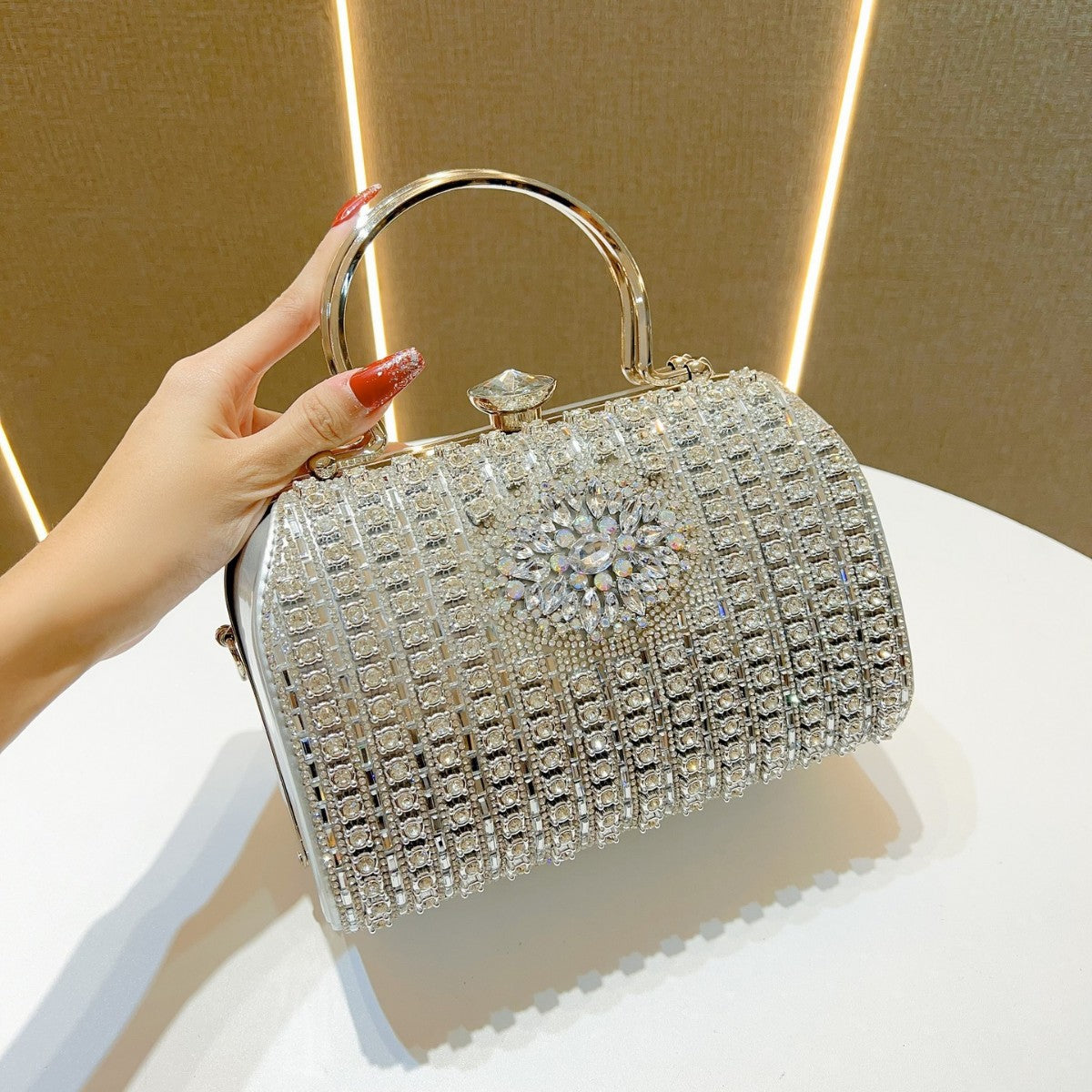 Vintage-Inspired Crystal-Embellished Handbag — product view 6