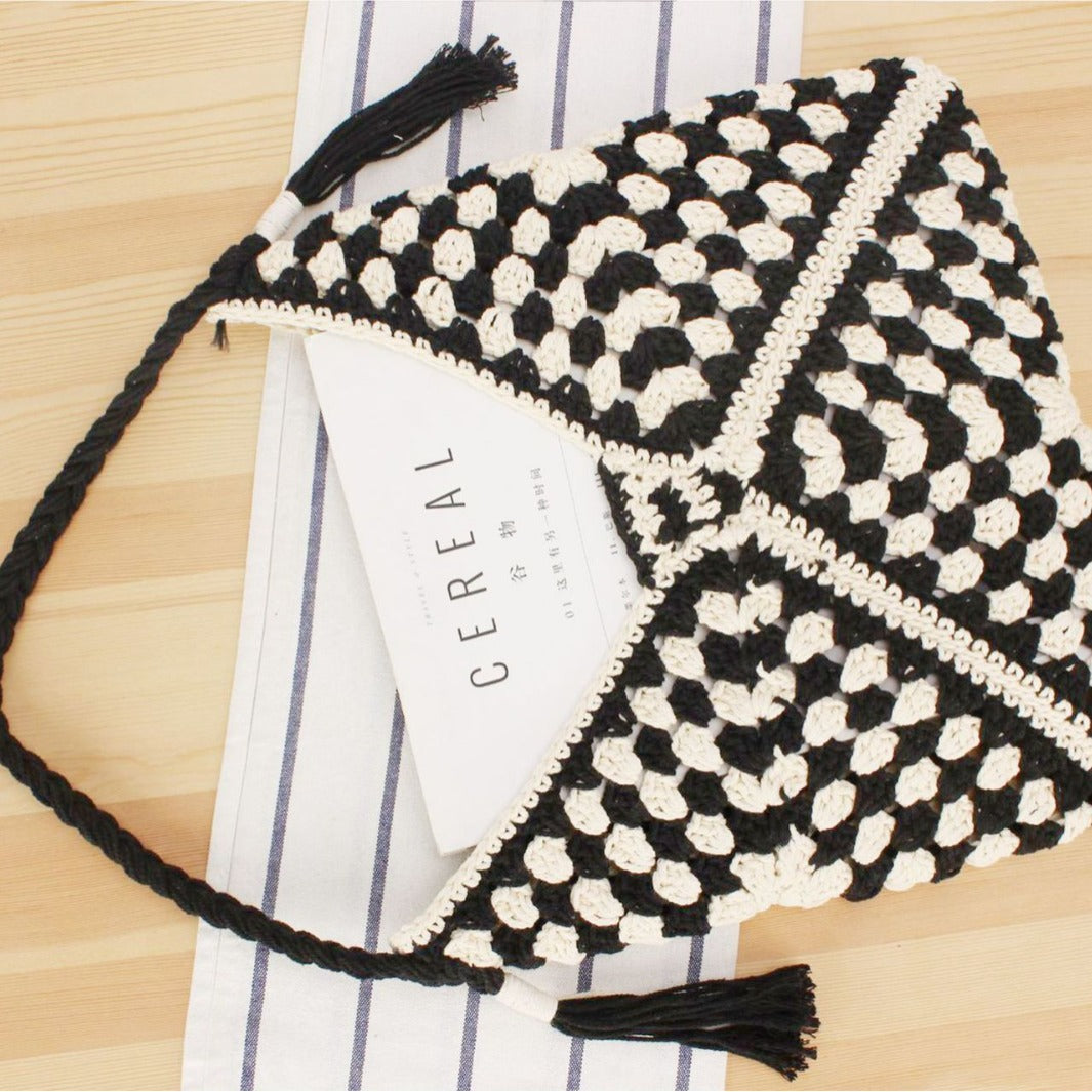 Handcrafted macramé shoulder bag with unique pattern LoungeYard — product view 4