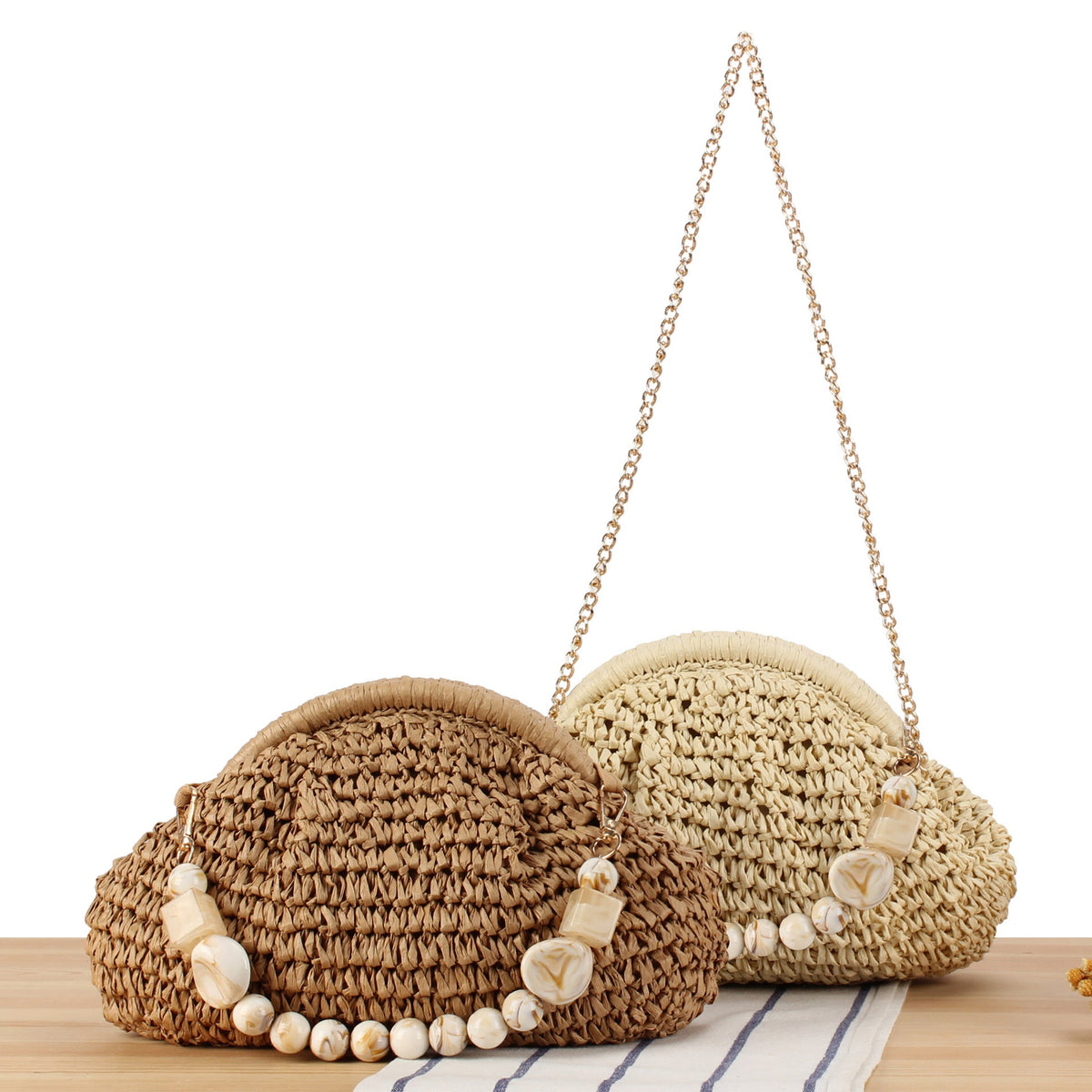 Shoulder bag with elegant pearl decoration LoungeYard — product view 1