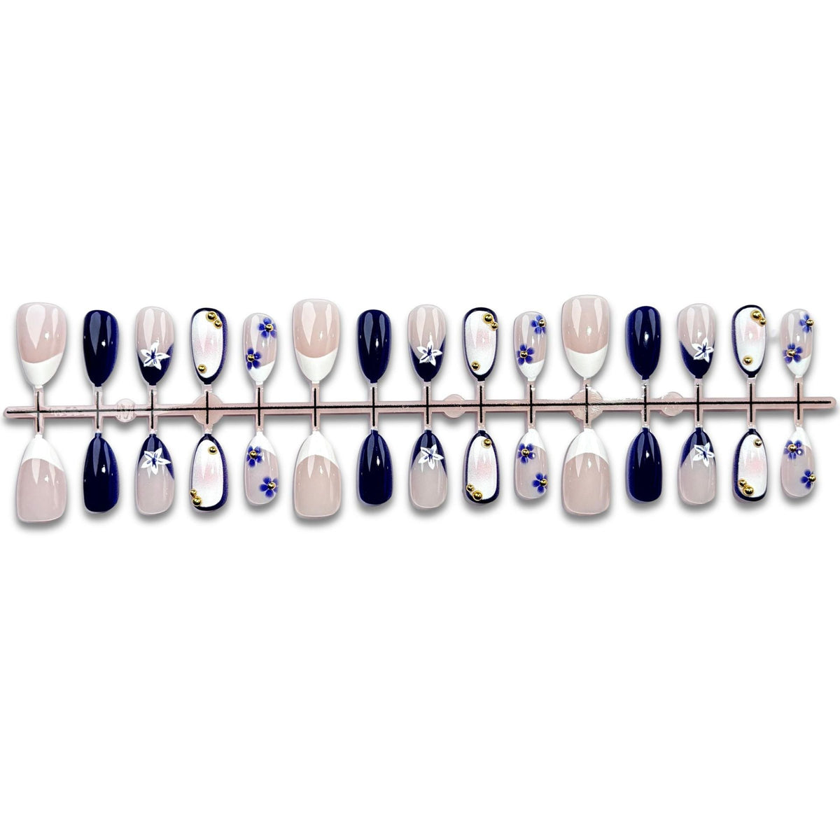 Elegant Floral and Star-Embellished Press-On Nail Set — product view 3