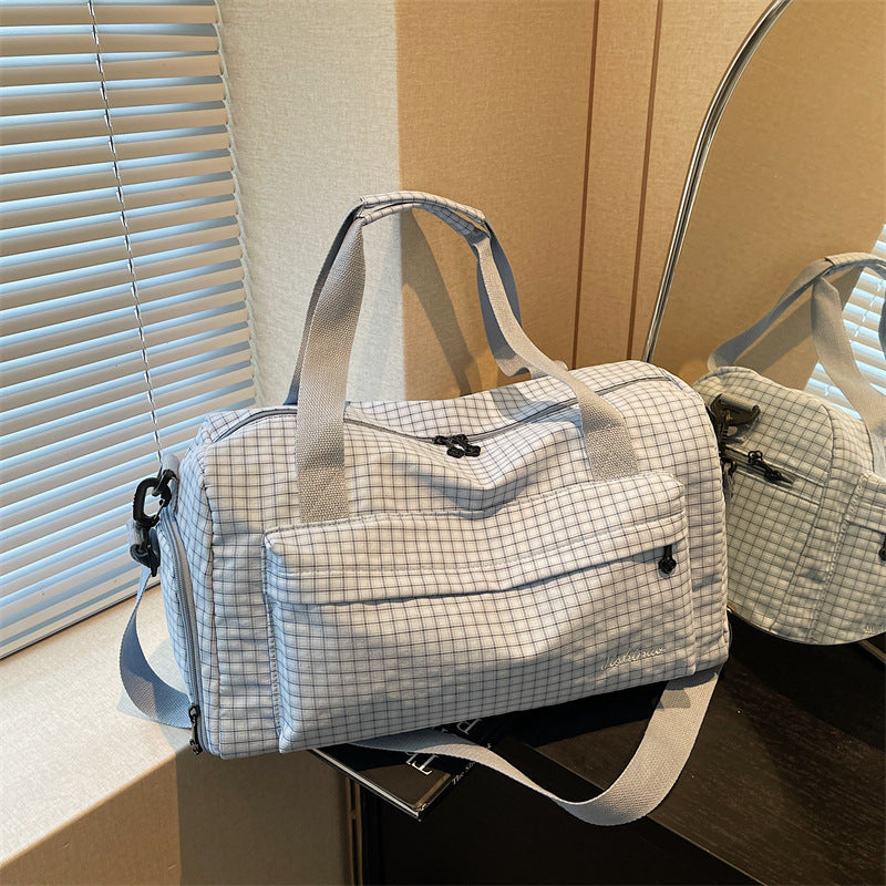 Grid Patterned Travel Duffel Bag LoungeYard — product view 1
