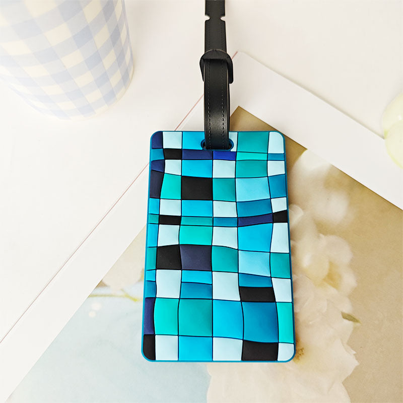Unisex Abstract Mosaic Pattern Luggage Tag LoungeYard — product view 1