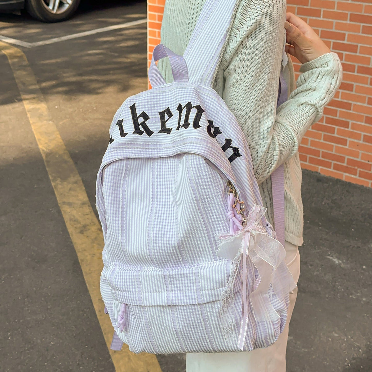Stylish Checkered Backpack LoungeYard — product view 3